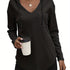 Leichter Damen Hoodie mit V-Ausschnitt & Taschen | Kapuzenpullover
